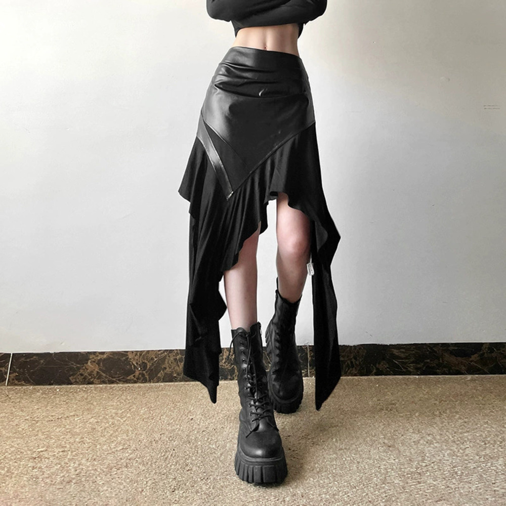H&M Spring American Hot Girl Irregular Ruffle Patchwork Skirt
